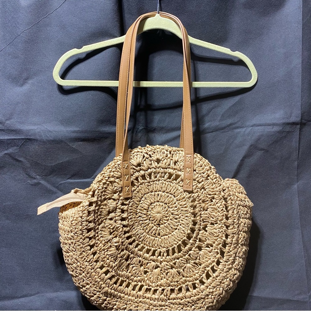 Like New, Tan Woven Straw Tote Bag